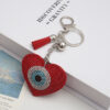 Wholesale Red Rhinestone Devil Eye Heart Keychain Tassel Bag Charm Wedding Favor Decorative Accessory