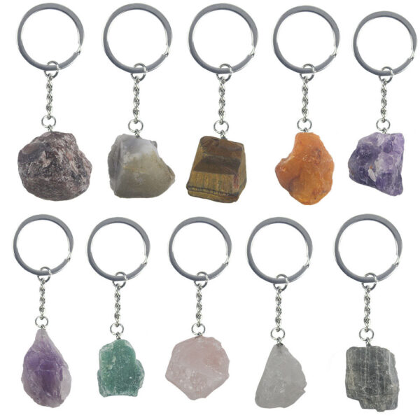 Wholesale Irregular Natural Stone Keychain Pendant Red Agate Crystal Bag Charm Car Key Accessory Gift