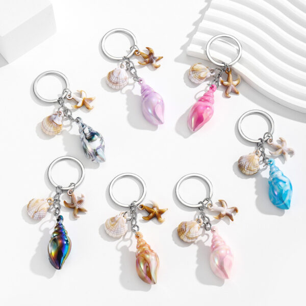 oly-2b86d5c785ca98bbc057a97ea617ffdf Wholesale Beach Seashell Starfish Design Blue Resin Keychain Bag Charm Car Key Accessory Gift