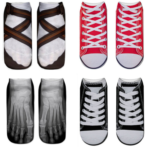 oly-2b8cb52a0106da817256f7984693a208 Wholesale 3D Flip Flop Printed Socks Geometric Pattern Breathable Polyester Cotton Party Fashion Socks for Kids