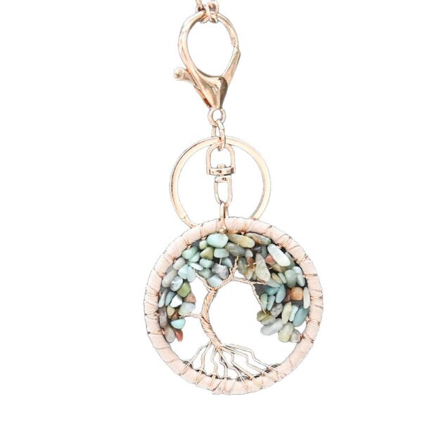 Wholesale Hand-Knitted Crystal Tree of Life Pendant Bag Charm Keychain Decorative Accessory