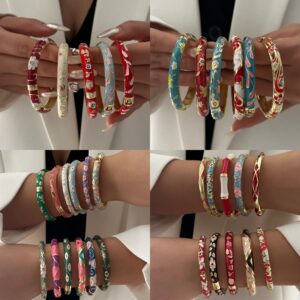 oly-2bb4e4b825d8446f73c842d452a2f509 Wholesale Trendy Floral Enamel Open Bracelet Alloy Electroplated Rhinestone Jewelry Accessory Gift