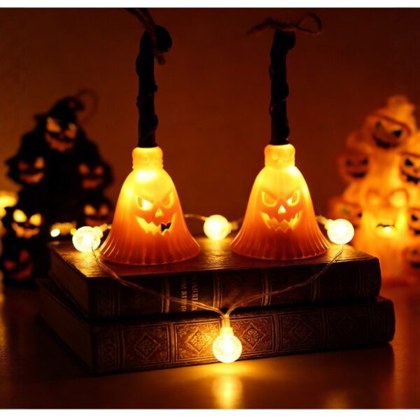 Wholesale Halloween Witch Broom Light Plastic Electronic Candle Party Decor Accent