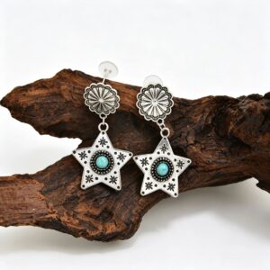 A pair of five-pointed star turquoise stud earrings (FG1681-4)