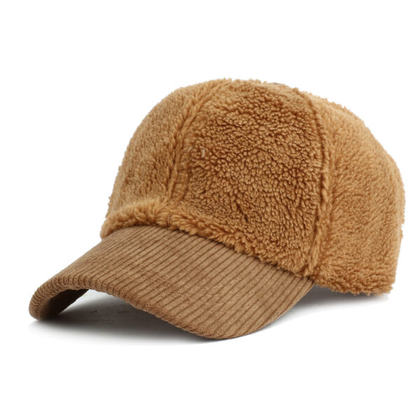 oly-2bddee4daf52f07b95d8a1a20425b9b1 Wholesale Fleece and Corduroy Spliced Baseball Cap Winter Warm Adjustable White Stylish Cap
