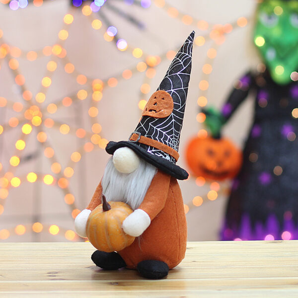 Wholesale Halloween Cloth Gnome Figurine Faceless Old Man Holding Pumpkin Home Decor Accent