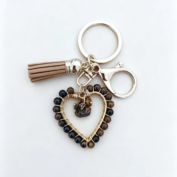 Wholesale Heart Wire Wrapped Amethyst Natural Stone Keychain Decorative Accessory Gift