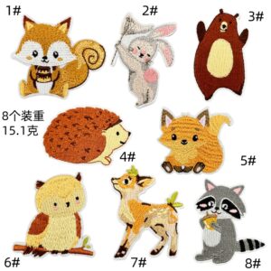 Autumn animal cloth patch set of 8 pieces
