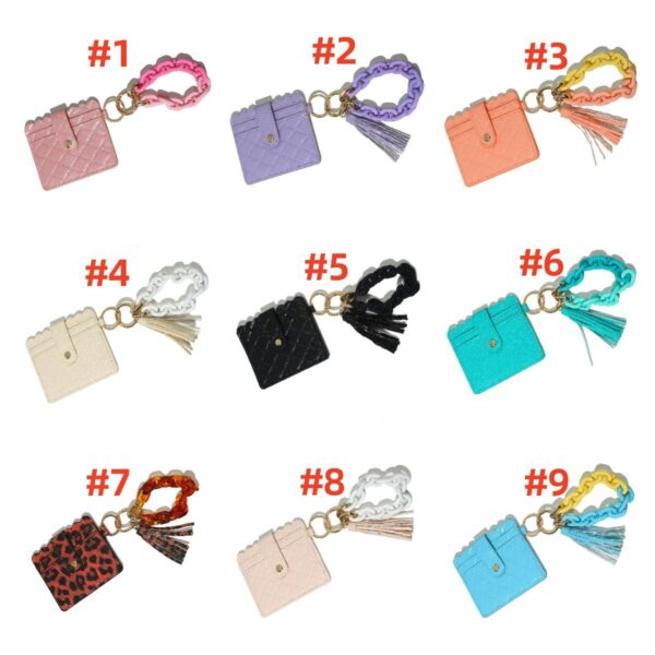 Wholesale European Style Geometric PU Leather Wristlet Keychain Wallet Fashion Accessory for Women
