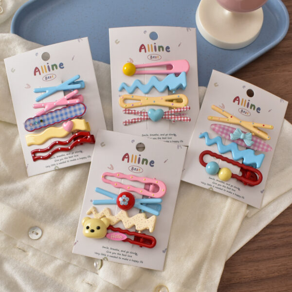 oly-2c1ff30b692698d531025c0e113a5d1f Wholesale Korean Style Colorful Dopamine Hair Clips Set Cute Bear amp; Bow Design Metal Hair Accessories Boutique Resale