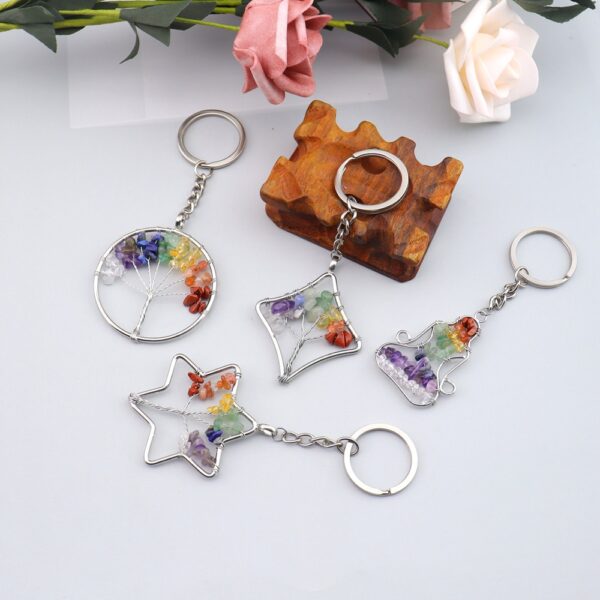 oly-2c6c5d991ae1062ed1b5565bc35471e2 Wholesale Metal Tree of Life Keychain Pendant with Natural Crystal Stones Fashion Accessory Bag Charm Boutique Resale