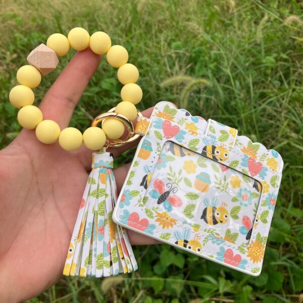 Wholesale Trendy Animal Print PU Tassel Card Case Keychain Bag Charm Gift