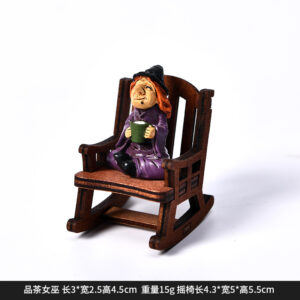 Dy2265d tea witch + rocking chair halloween ornament