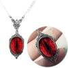 Wholesale Vintage Red Quartz Pendant Necklace Silver Plated Fashion Accessory Boutique Gift