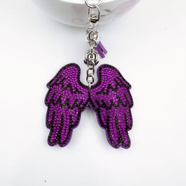 Wholesale Angel Wing Rhinestone Keychain Zinc Alloy Decorative Accessory for Bag or Gift