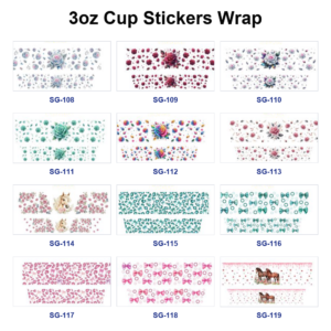 Wholesale 8pcs Minimalist Floral 3oz Tumbler Stickers Wrap