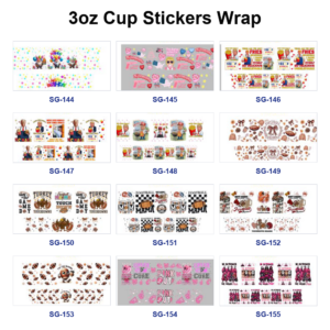 Wholesale 8pcs Mixed Fun Graphic 3oz Tumbler Stickers Wrap