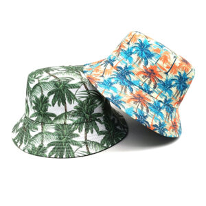 oly-2d0bf66bfd80d87f650fd81841e714e9 Wholesale Casual Unisex Bucket Hat with Coconut Tree Print Sun Protection for Resale