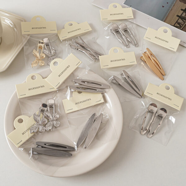 Wholesale Brushed Metal Oval Duckbill Hair Clips Fashion Hair Accessory for Gift or Boutique Resale