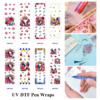 Wholesale 2/8/16pcs UV DTF Stickers Rose High Heels Crown Perfume Diamond Star Pattern Pen and Bookmark Stickers