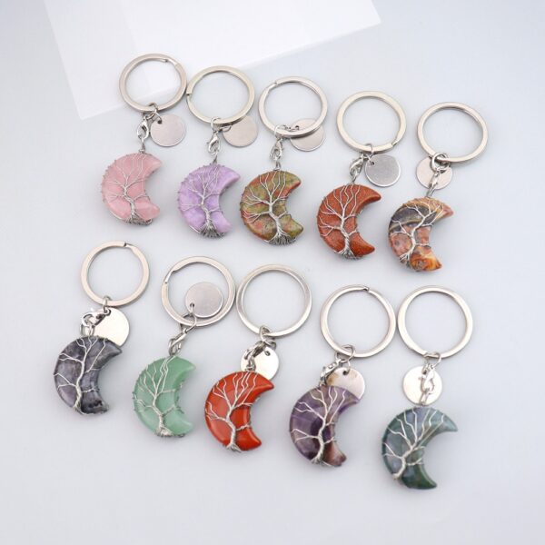 oly-2d27a36adbe99509395aa4685e7d53ab Wholesale Natural Stone Moon Keychain Bag Charm Pastoral Style Women's Gift