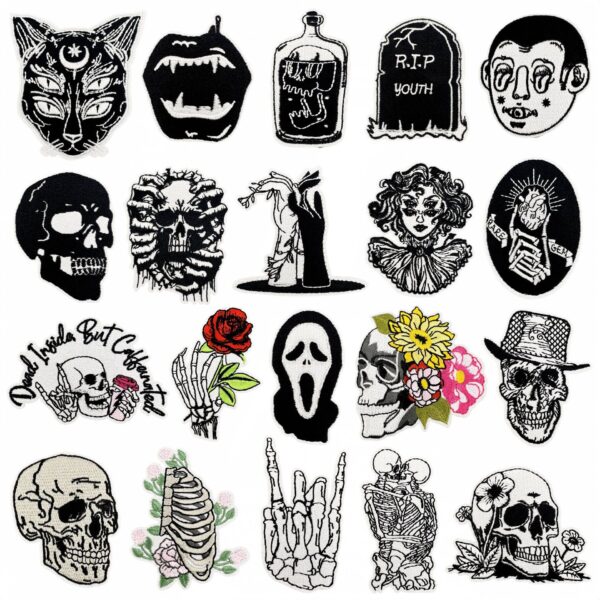 oly-2d28cac1b598f604ed8a5ac377599f59 Wholesale Trendy Skull Cloth Patch Iron-On Embroidered DIY Decorative Fashion Accessory