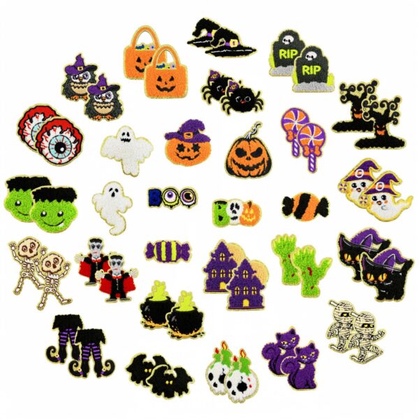 Wholesale Halloween Ghost Witch Towel Embroidery Patch Set for DIY Clothing Repair Decorative Gift Resale
