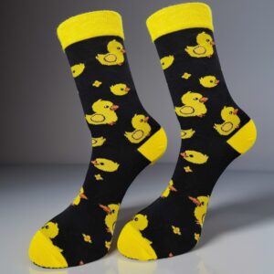 Wholesale Stylish Mid Tube Socks with Cute Yellow Duck Pattern Unisex Casual Socks for Youth