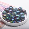 oly-2d802c8379325dd508d87dc5820690f5 Wholesale Acrylic Electroplated Round Loose Beads with Fine Shimmer Blue for DIY Jewelry and Craft Projects