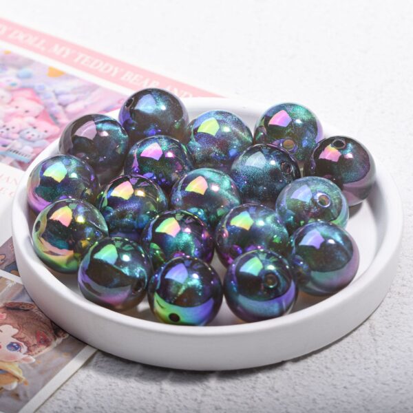 oly-2d802c8379325dd508d87dc5820690f5 Wholesale Acrylic Electroplated Round Loose Beads with Fine Shimmer Blue for DIY Jewelry and Craft Projects