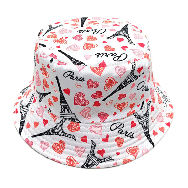 oly-2dac00c9d26b27a9d873b2f6be0cd553 Wholesale Digital Print Fisherman Bucket Hat Love Tower Pattern Sun Hat Casual Fashion Accessory