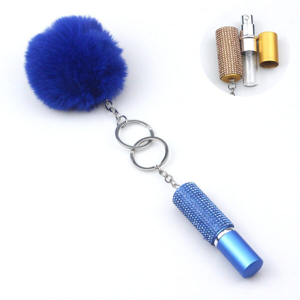 Wholesale Rhinestone Perfume Bottle Fur Ball Keychain Set - Trendy Bag Charm Car Key Accessory for Gift or Resale