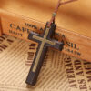 Wholesale Handmade Wood Alloy Cross Pendant Necklace Double Layer Rope Chain Jewelry Accessory for Couples Boutique Resale