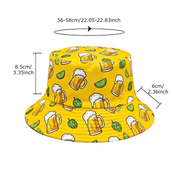 oly-2dc3679815fe560f64b4a5a14e7b14b1 Wholesale Beer Print Bucket Hat Double Sided Sun Hat for Outdoor Party Beach