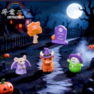 oly-2dc8594ebbfcf38a42120122f6b1247e Wholesale Halloween Resin Ornament Cartoon Bat with Purple Robe for Halloween Party Decor Home Decor Gift