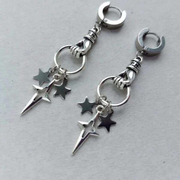 oly-2dfdab1b9f61819c17314e91f2542a3b Wholesale Star Hoop Earrings Stainless Steel Gothic Punk Y2K Style Fashion Jewelry Accessory for Party Wear
