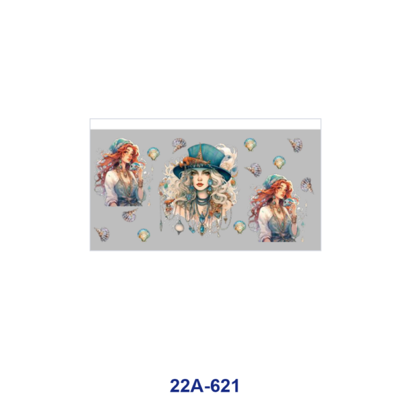 oly-2e03b5dc893f7dda84cc9b5147831919 Wholesale 5pcs Whimsical Watercolor Fairytale Mermaid Ocean Lady Ribbon Shell Floral Mixed Decor Prints 16oz Cup UV DTF Wraps OLY Exclusive