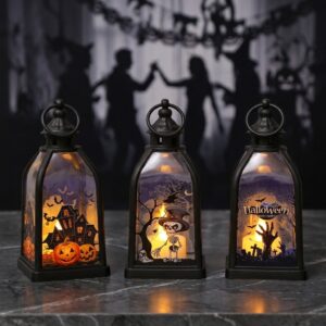 Wholesale Halloween Decorative Candle Lamp Plastic Witch Pattern Party Home Decoration