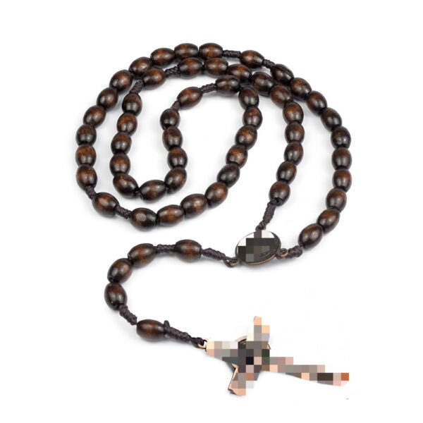 Wholesale Handmade Wooden Cross Rosary Necklace Wood Beads Jewelry Gift for Resale