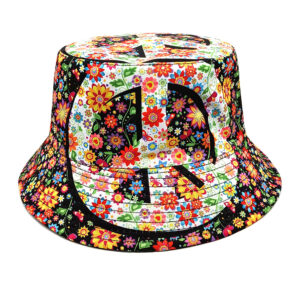 Wholesale Double Sided Geometric Retro Peace Car Print Bucket Hat for Outdoor Everyday Sun Protection