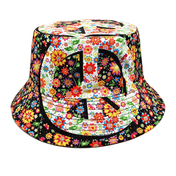 Wholesale Double Sided Geometric Retro Peace Car Print Bucket Hat for Outdoor Everyday Sun Protection
