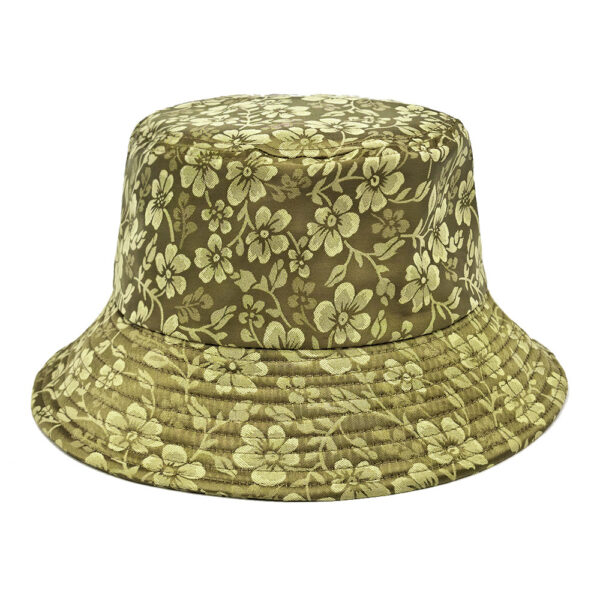 Wholesale Chic Army Green Floral Print Bucket Hat Sun Protection Unisex Resale Accessory