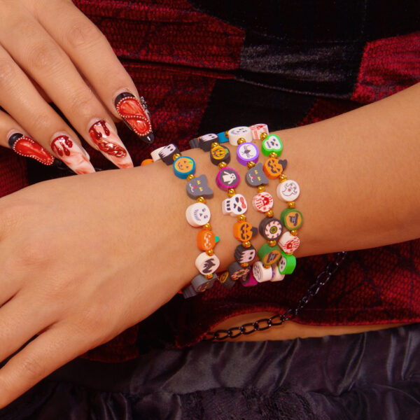oly-2f22c41045d871a117d8f6d756aca67e Wholesale Soft Clay Halloween Ghost Pumpkin Bracelet Chic Fashion Accessory for Resale