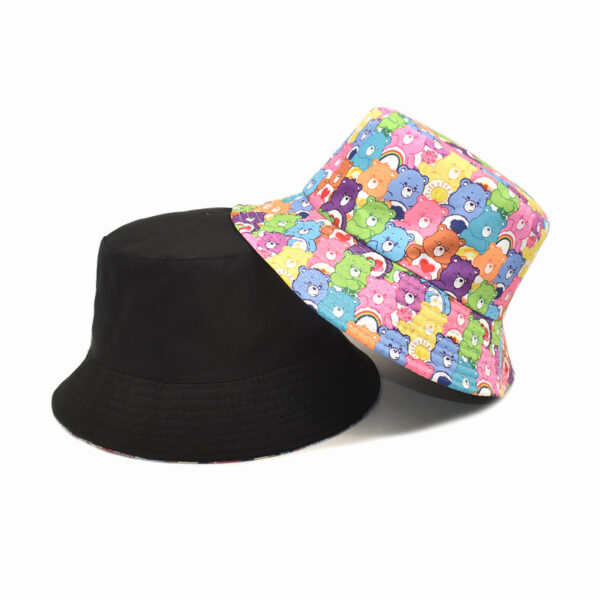 Wholesale Cartoon Bear Print Fisherman Hat Reversible Sun Hat for Outdoor Travel