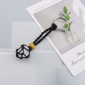 Black rope + white crystal keychain