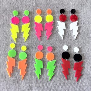 Wholesale Acrylic Lightning Pendant Earrings Red Neon Glow Trendy Party Jewelry Gift for Women