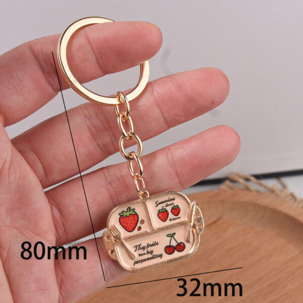 oly-2f844f5f6f689723f256621b3e86495b Wholesale Zinc Alloy Double Sided Printed Strawberry Keychain Chic Car Key Accessory Boutique Gift