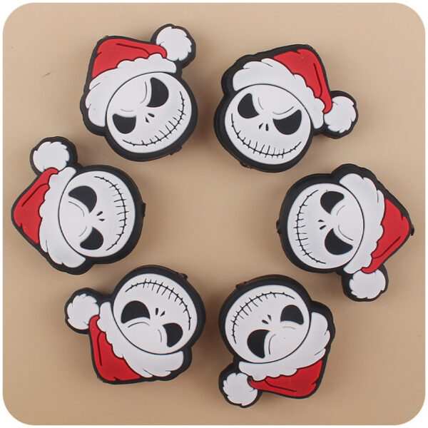 oly-2f8d382e5b6d41aa1d16fbc56761a755 Wholesale Santa Claus Head Silicone Baby Teether Pacifier Clip Fashion Accessory Boutique Gift