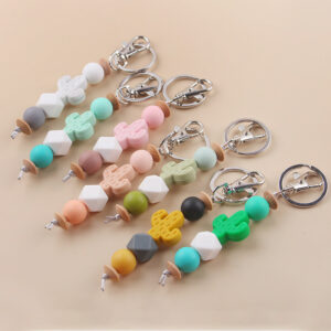 oly-2fc3b538204bcd0fc9f96696a1126afb Wholesale Silicone Cartoon Cactus Beaded Keychain Korean Style DIY Accessory