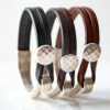 Wholesale Vintage Double Layer PU Leather and Alloy Men's Bracelet Creative Spliced Design Jewelry Accessory Gift